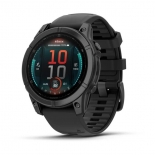 Garmin fenix E 47mm AMOLED, s�t�tsz�rke ac�l, fekete szilikon sz�jjal
